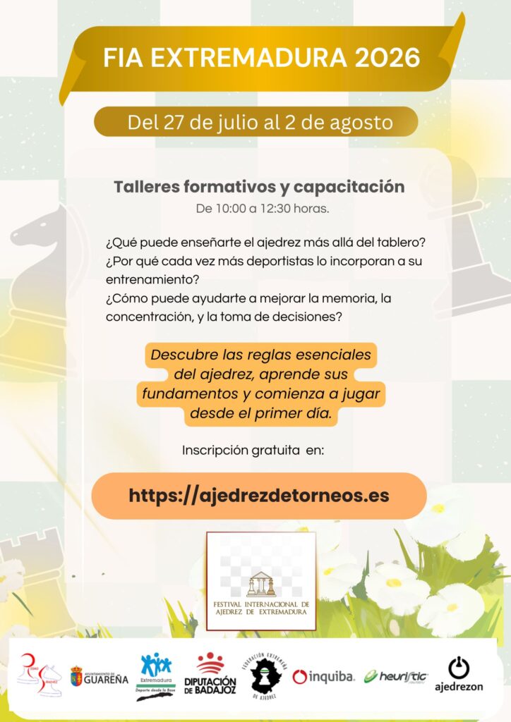 actividades paralelas festival internacional de ajedrez de extremadura 2026